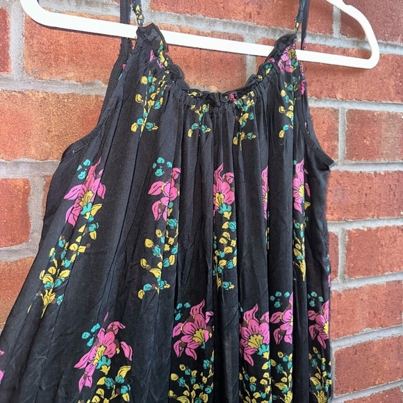 ANTHROPOLOGIE Black Motif Flounced Maxi Lounge Dress - Picture 4 of 7